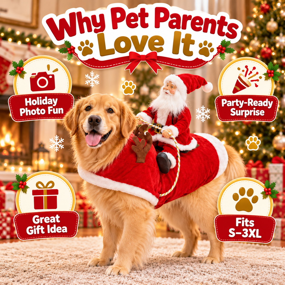 🎉Funny Santa Rider Christmas Dog Costume