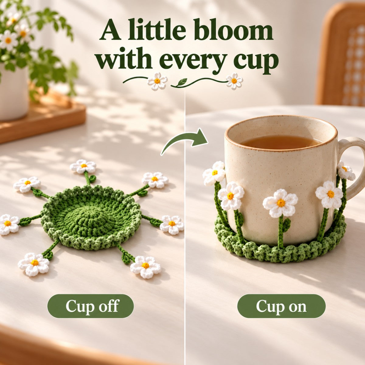 💐Handmade Pop-Up Flower Coaster – A Blooming Surprise for Every Cup