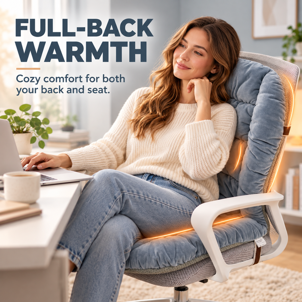 🔥Cozy Heated Chair Cushion – Plush Heated Chair Cushion with Adjustable Heat & Timer