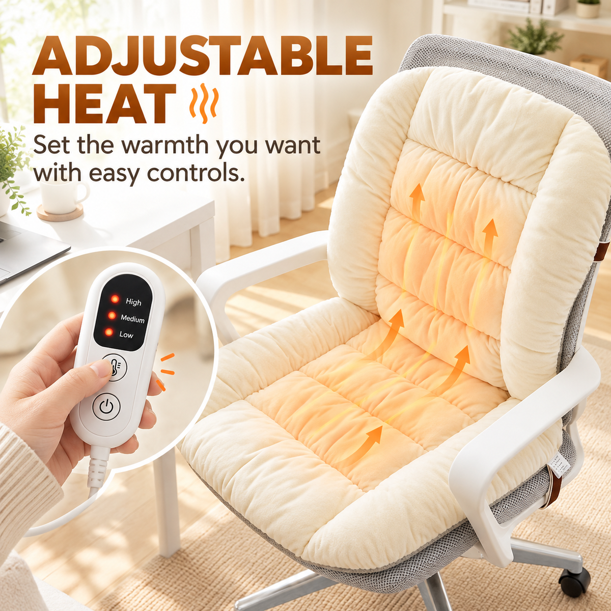 🔥Cozy Heated Chair Cushion – Plush Heated Chair Cushion with Adjustable Heat & Timer