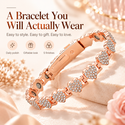 Fashionable magnetic heart-shaped metal bracelet