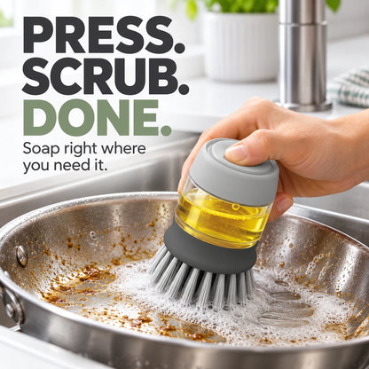 Soap Dispensing Dish Brush with Stand 🫧 Press. Scrub. Done.