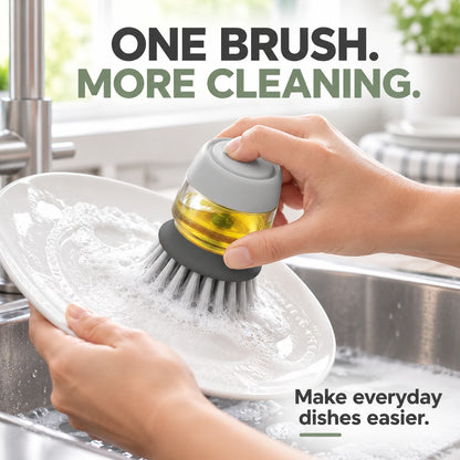 Soap Dispensing Dish Brush with Stand 🫧 Press. Scrub. Done.