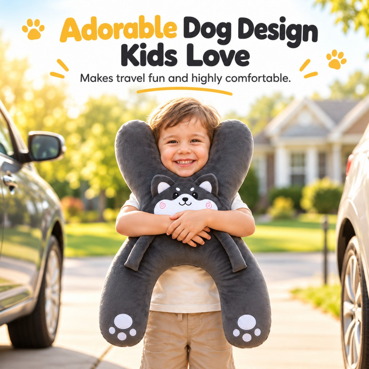 🚗Kids H‑Shape Car Travel Neck Pillow 🐼