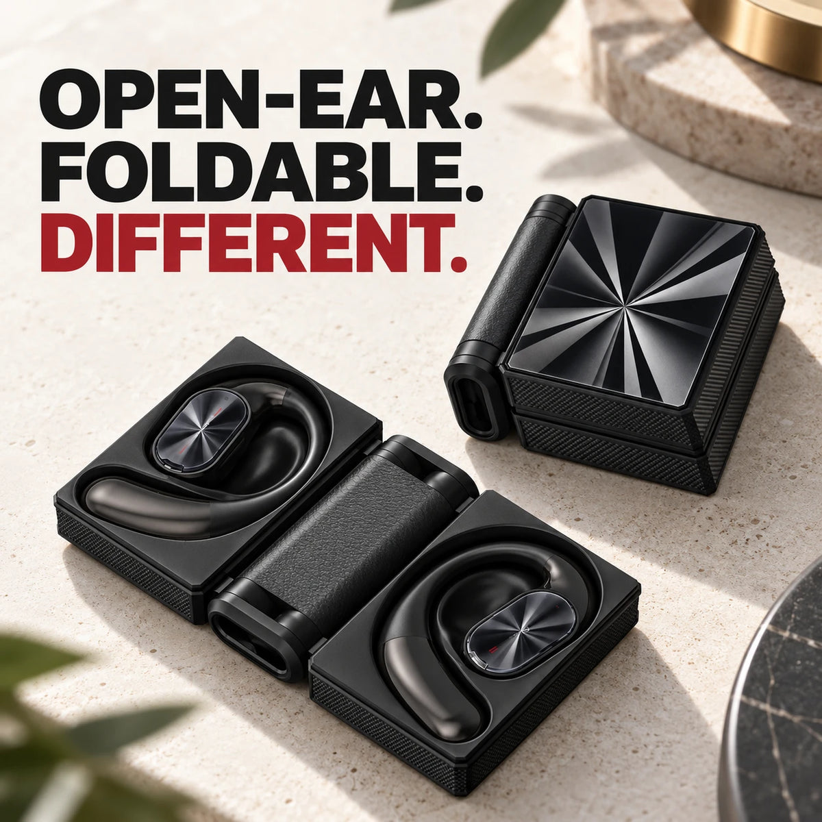 Foldable Open-Ear Earbuds | Comfortable Ear-Hook Fit & Bluetooth 6.0