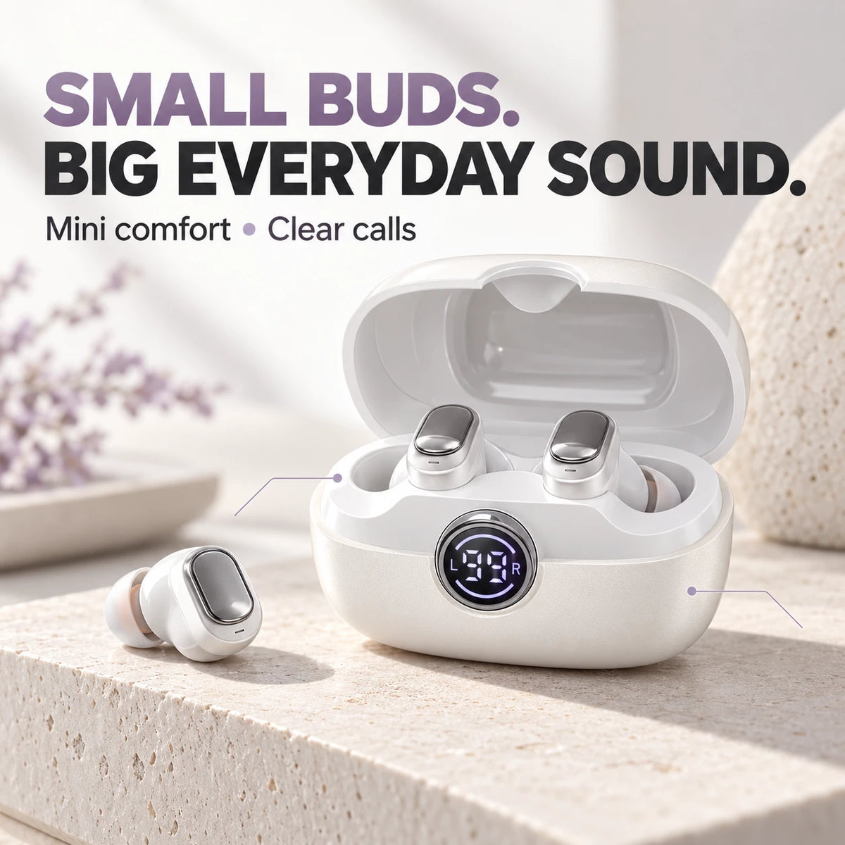 🎧 Small Buds, Big Everyday Sound | MS105 Wireless Earbuds with Clear Calls & Bluetooth 6.0