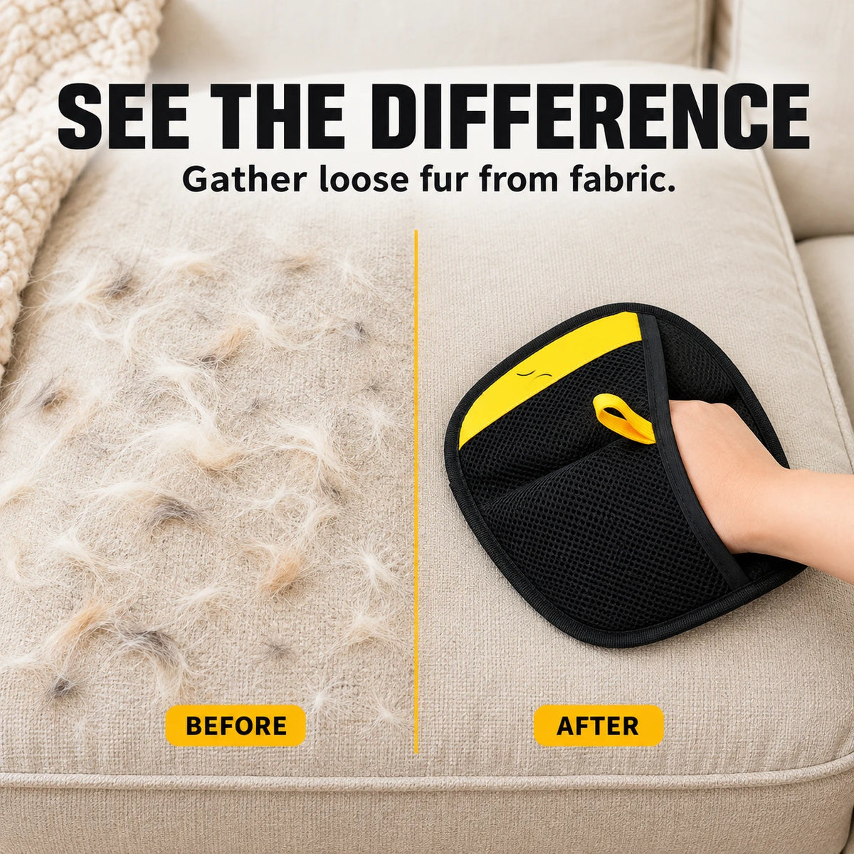Reusable Pet Hair Remover Mitt 🐾 Quick Fur Cleanup for Sofas