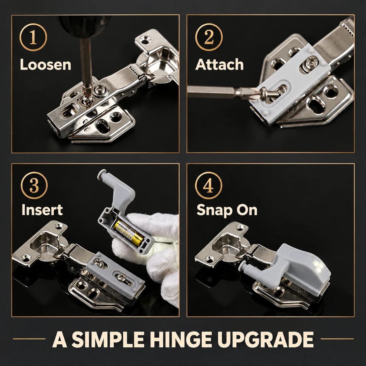 ✨ Open & Glow | Automatic 3-LED Cabinet Hinge Light