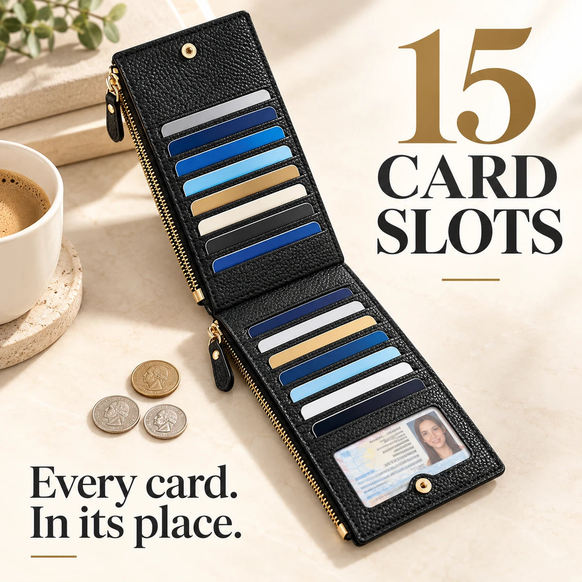 RFID Long Wallet ✨ Organize More with 15 Card Slots