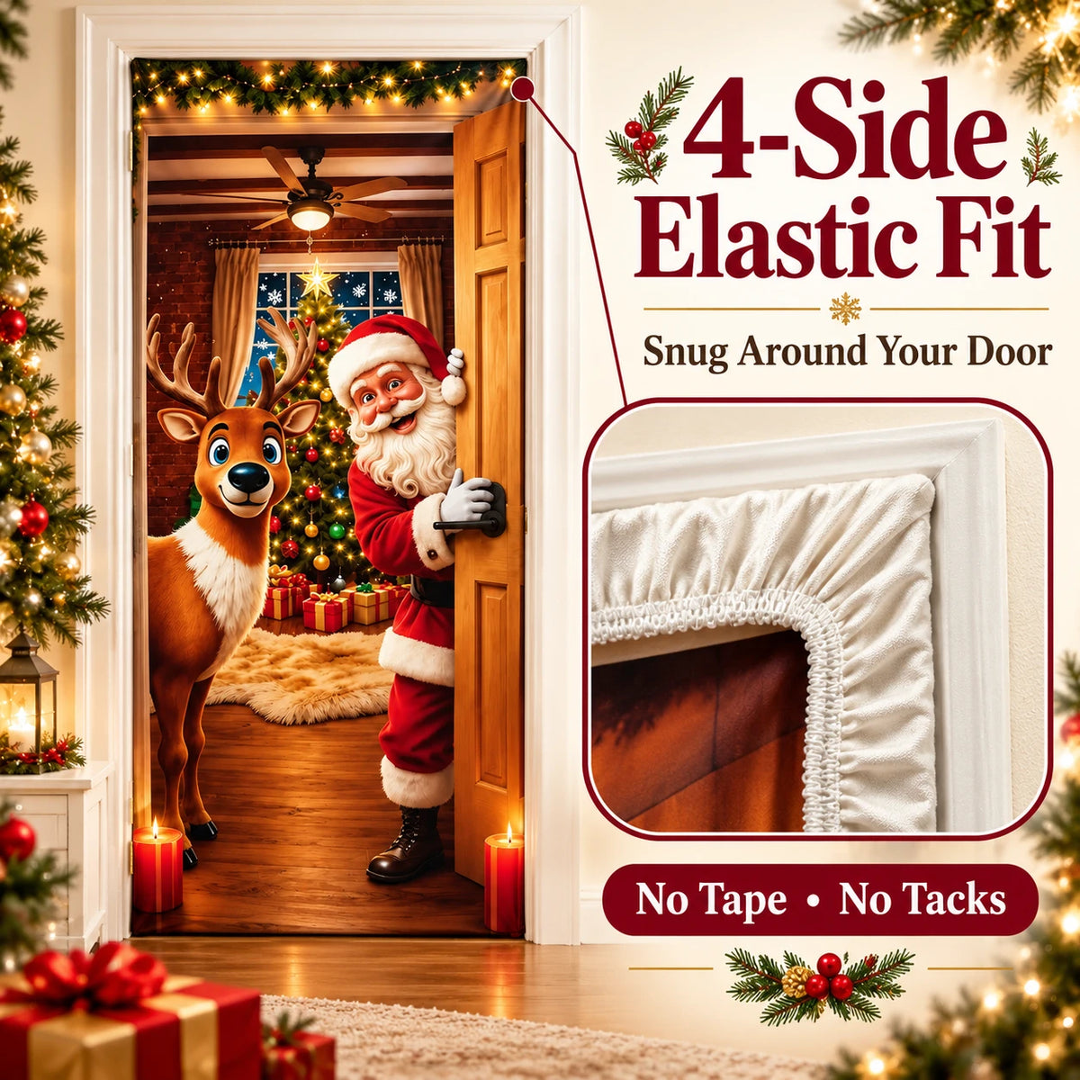 Christmas Door Cover 🎄 Instant Holiday Makeover