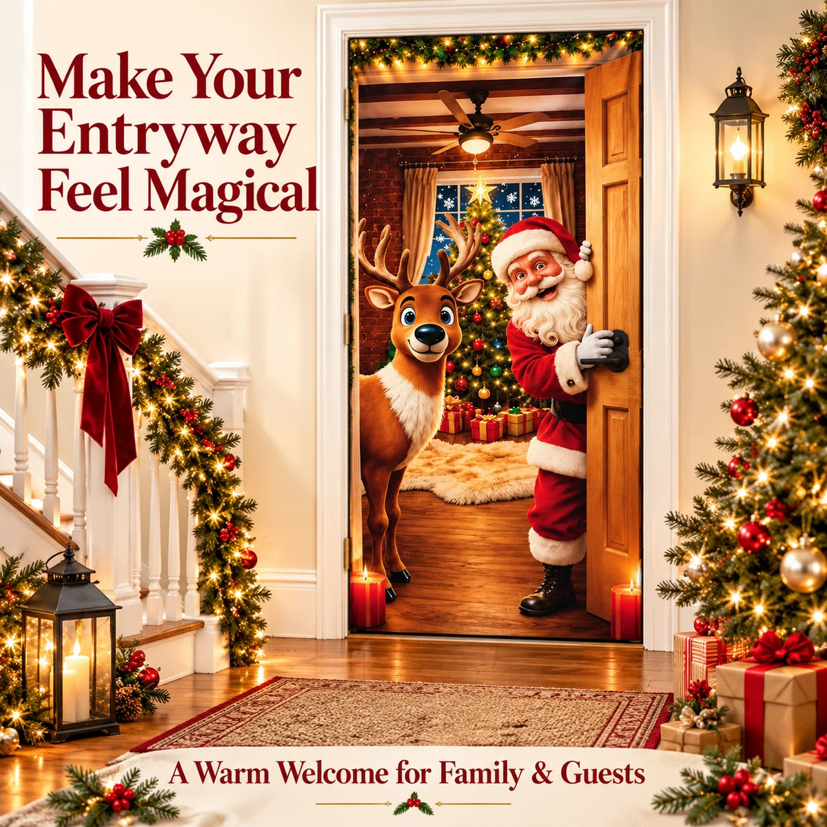 Christmas Door Cover 🎄 Instant Holiday Makeover