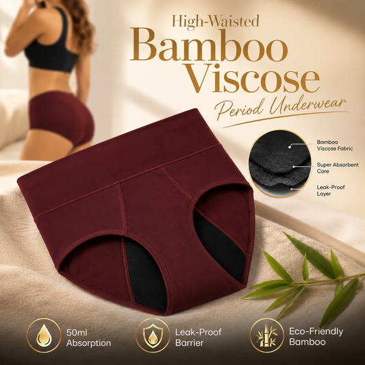 High-Waisted Bamboo Viscose Period Underwear (3-Pack) 🩸✨