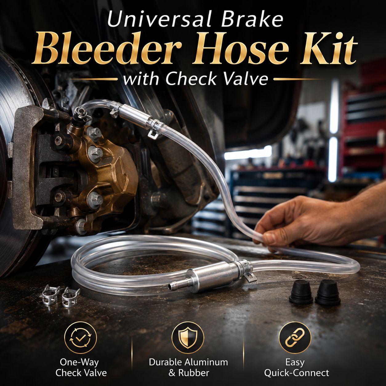 Universal Brake Bleeder Hose Kit with Check Valve 🚗🔧