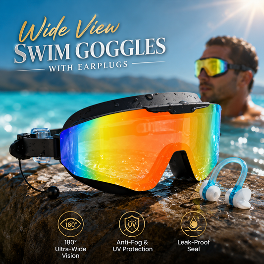 Wide View Swim Goggles with Earplugs (2-Pack) 🏊‍♂️💦
