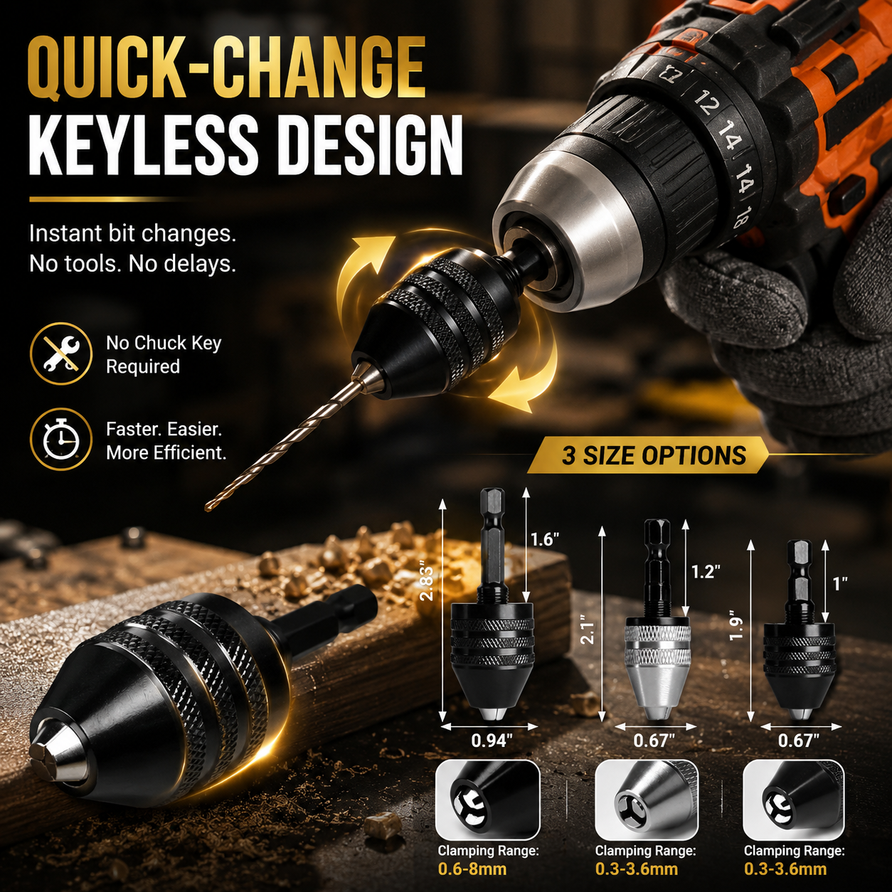 2-Piece Keyless Drill Chuck Adapter Set 🛠️⚡