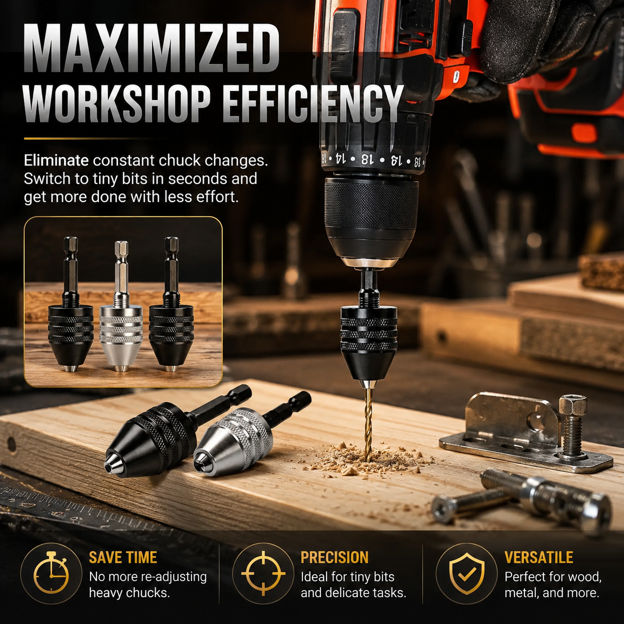 2-Piece Keyless Drill Chuck Adapter Set 🛠️⚡