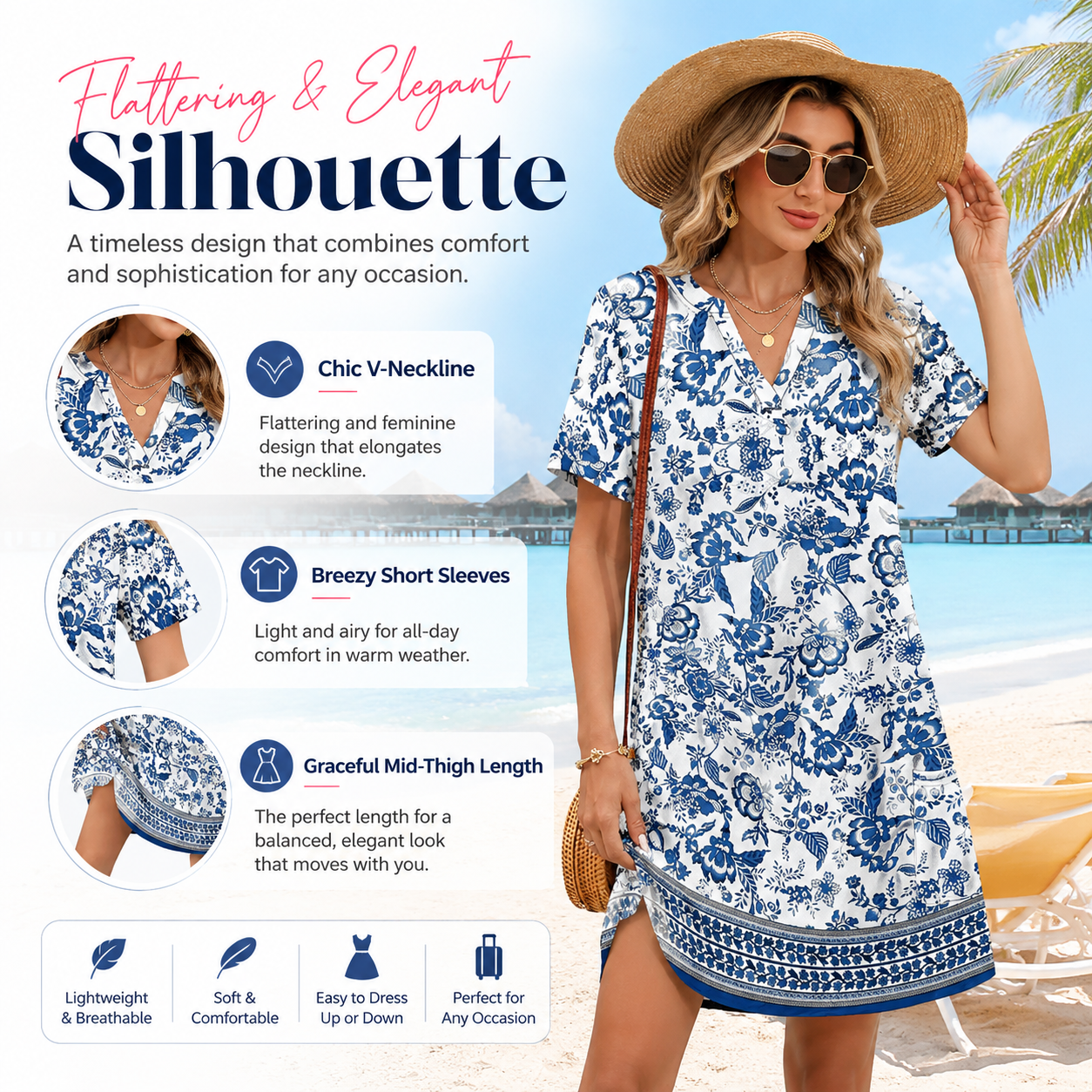 Casual V-Neck Summer Vacation Dress 👗✨