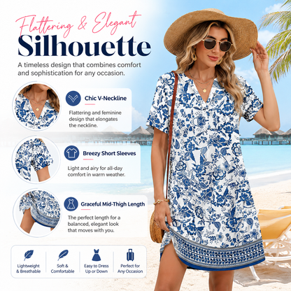 Casual V-Neck Summer Vacation Dress 👗✨