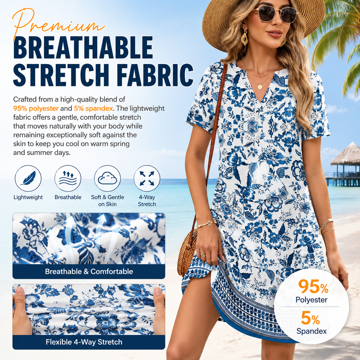 Casual V-Neck Summer Vacation Dress 👗✨
