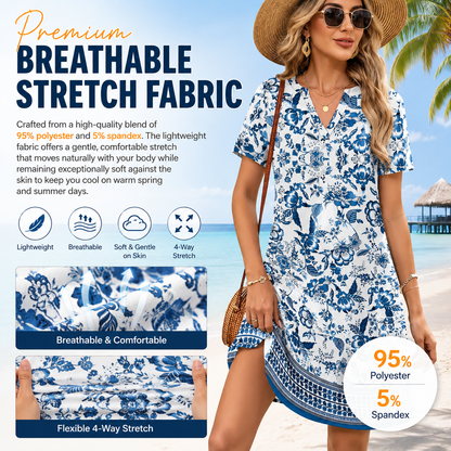 Casual V-Neck Summer Vacation Dress 👗✨