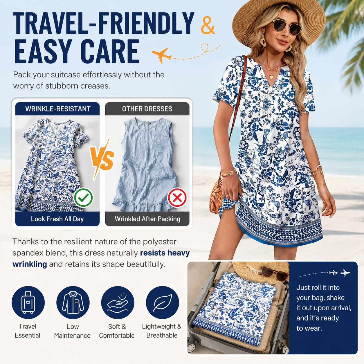 Casual V-Neck Summer Vacation Dress 👗✨