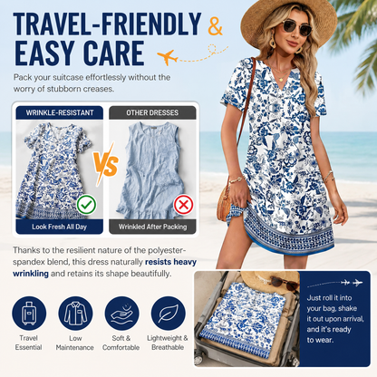 Casual V-Neck Summer Vacation Dress 👗✨