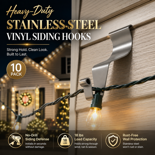 Heavy-Duty Stainless Steel Vinyl Siding Hooks (10-Pack) 🏡⚓