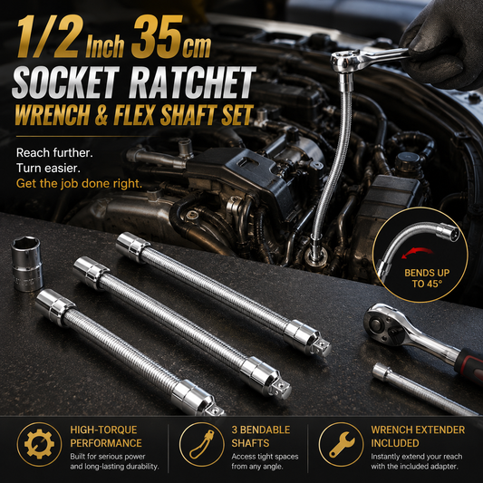 1/2 Inch 35cm Socket Ratchet Wrench & Flex Shaft Set 🔧🚗