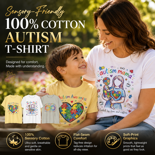 Bully-Proof 100% Cotton Autism Apparel Stitched in Defiance. 💙