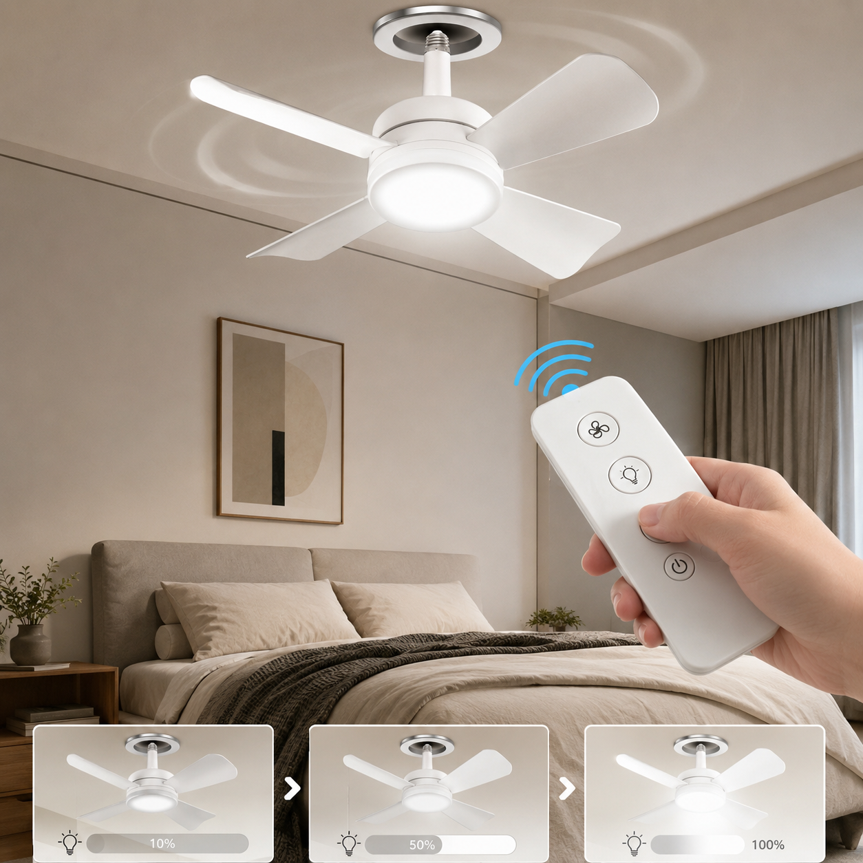 2-in-1 Socket Ceiling Fan & LED Light with Remote 💡🌀