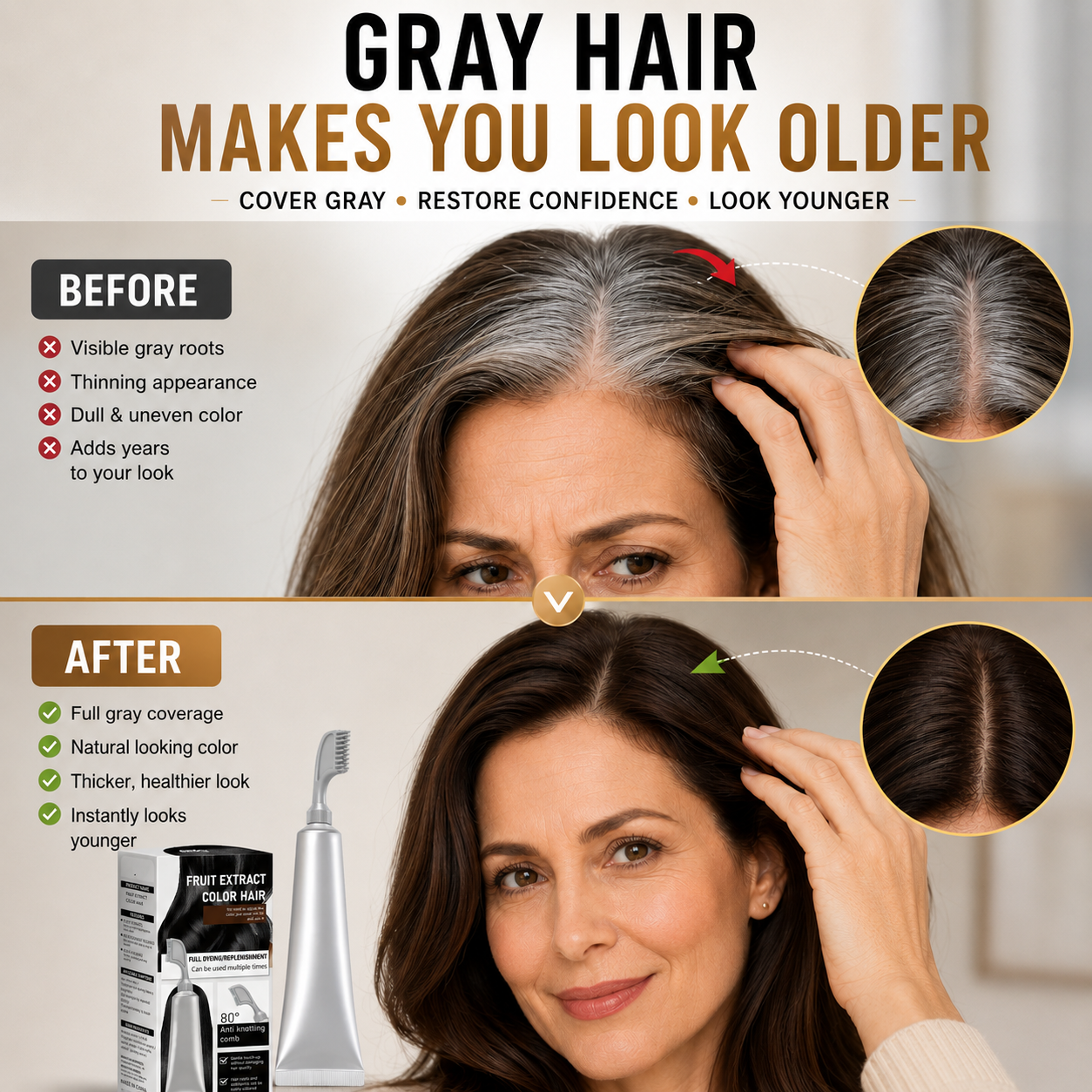 Instant Gray Coverage Hair Dye Comb