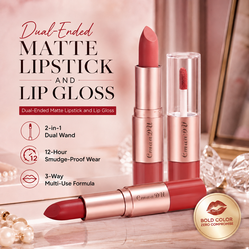 Dual-Ended Matte Lipstick and Lip Gloss