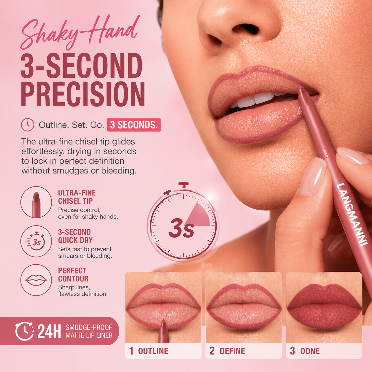 24H Smudge-Proof Matte Lip Liner