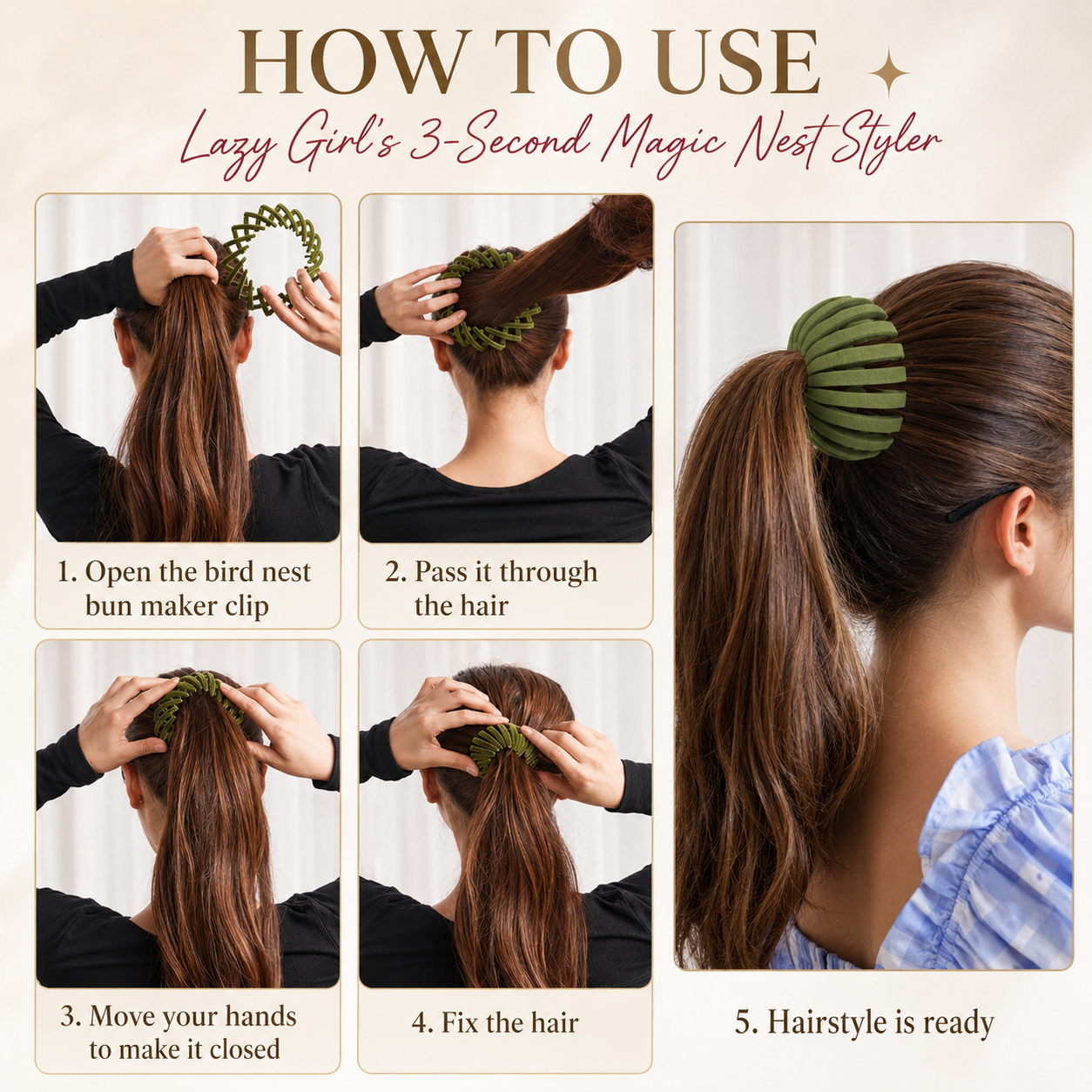 Lazy Girl's 3-Second Magic Nest Styler