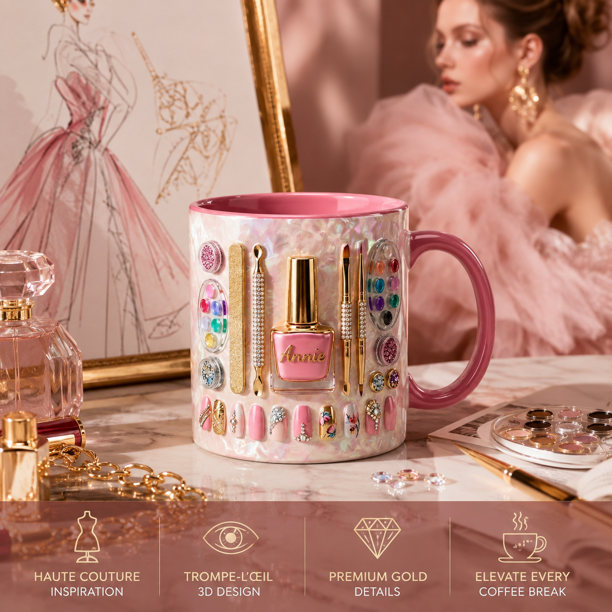 Personalized 3D-Illusion Nail Artist Accent Mug
