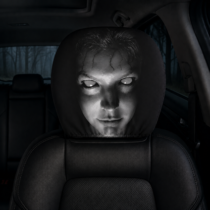 【Funny Face Stretch Car Headrest Cover】 🎭🚗