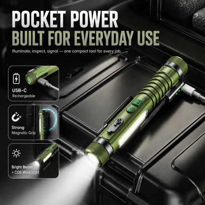🔦 Tactical 800LM Rechargeable EDC Flashlight Multi-Tool