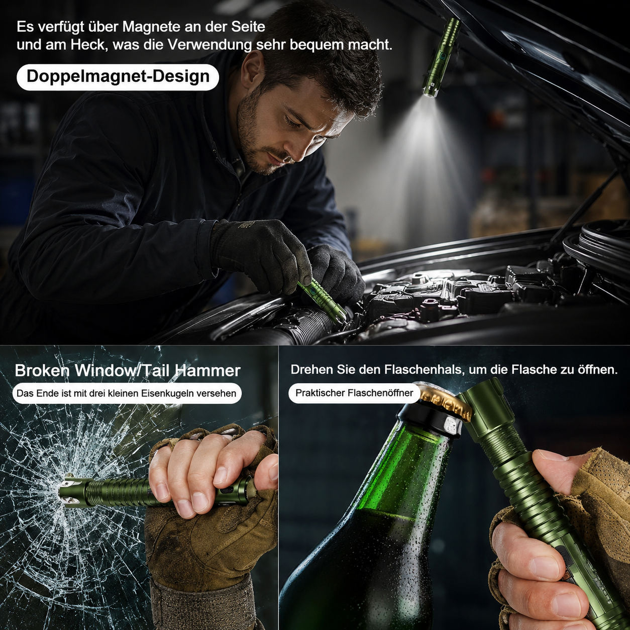 🔦 Tactical 800LM Rechargeable EDC Flashlight Multi-Tool