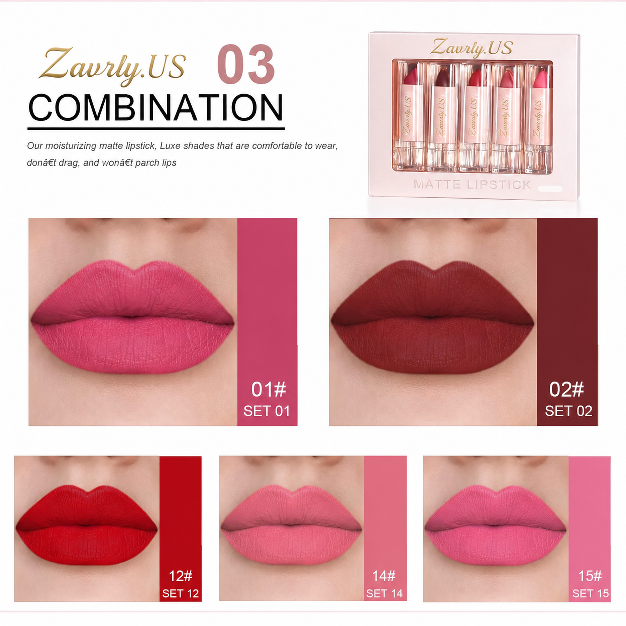 💄5-Piece Matte Lipstick Set – Waterproof & Long-Lasting