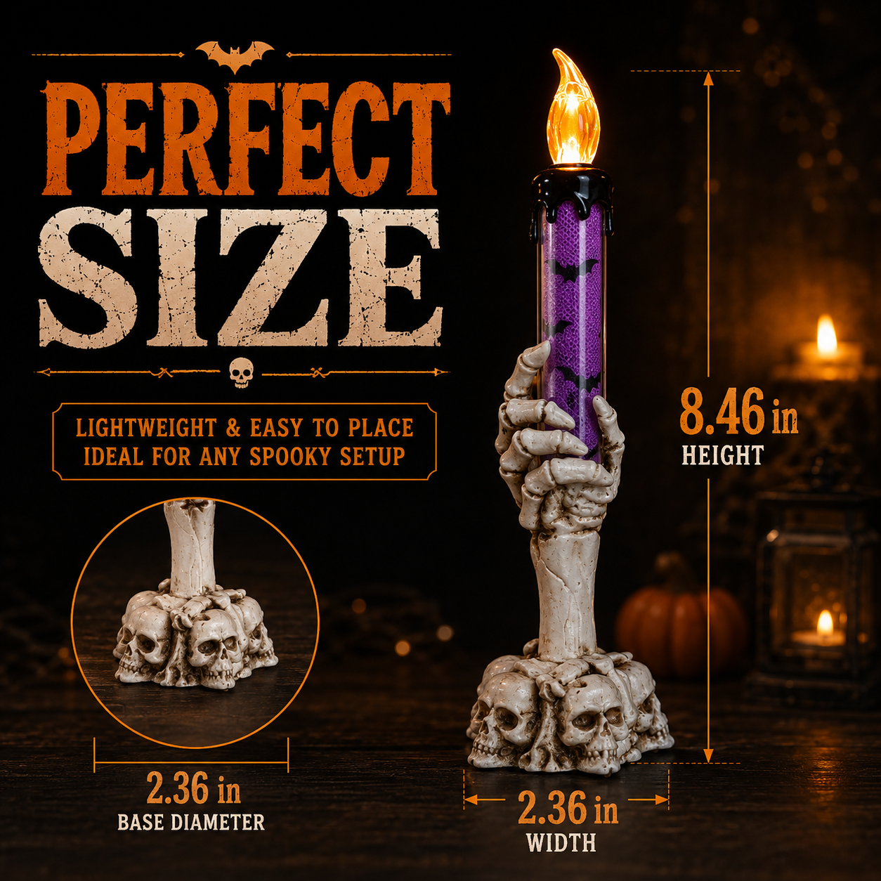Spooky Skeleton Hand LED Halloween Decor Candle💀