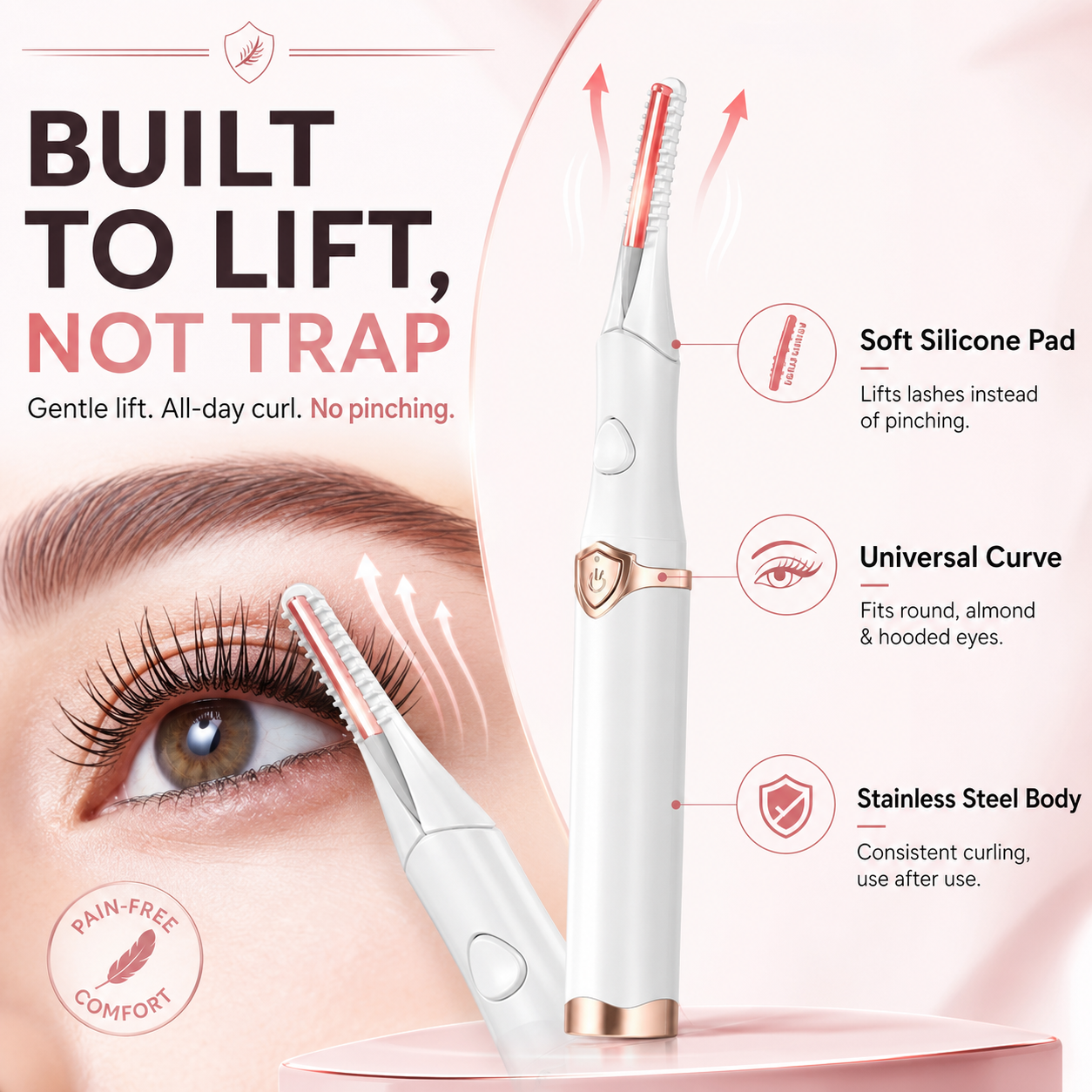 Pain-Free Instant Lash Curler – Curls That Last All Day ✨👁️