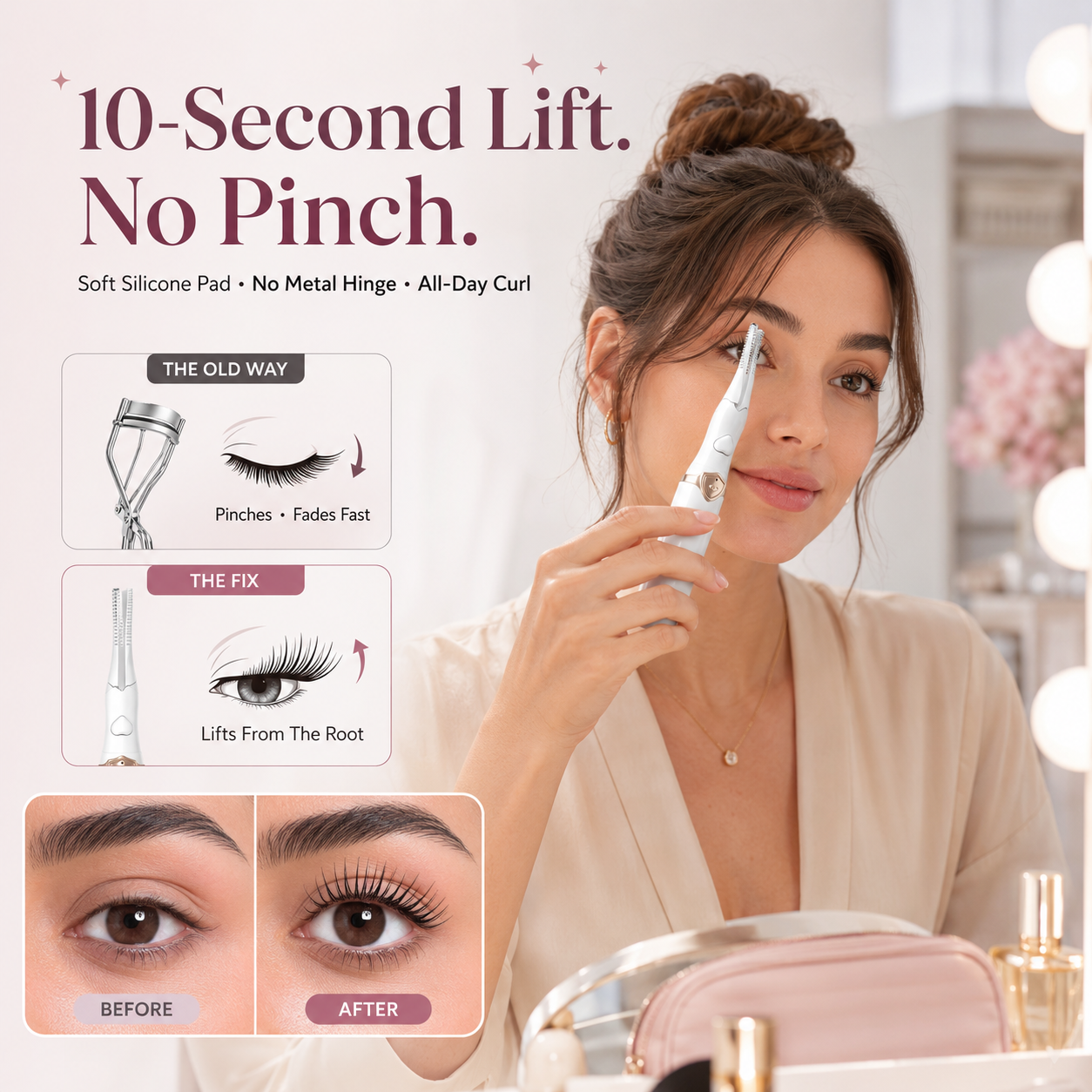 Pain-Free Instant Lash Curler – Curls That Last All Day ✨👁️