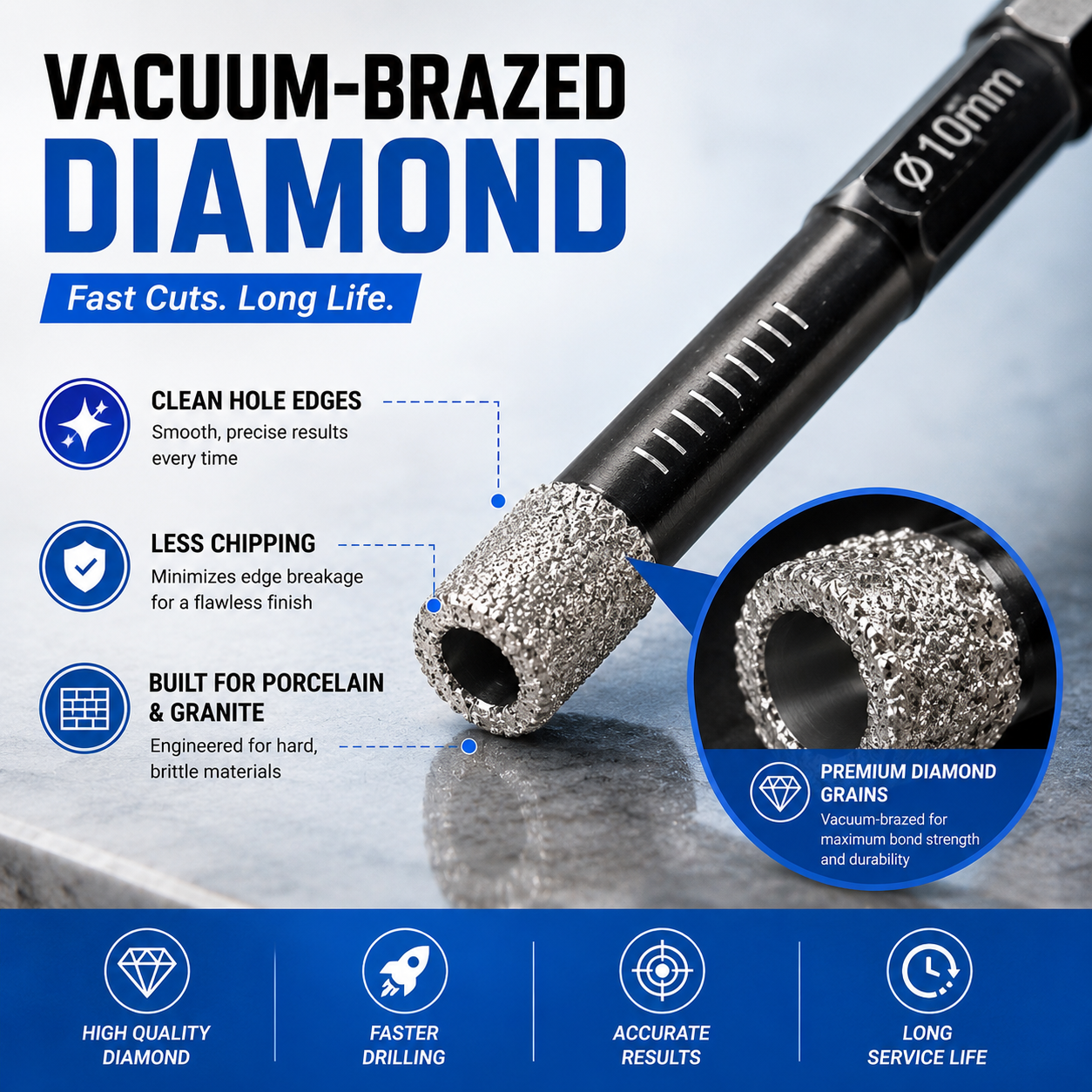 💎6-Piece Vacuum-Brazed Diamond Drill Bit Set