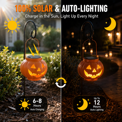 🎃 Solar-Powered Pumpkin Lantern | IP65 Weatherproof & Auto-Lit Halloween Decor