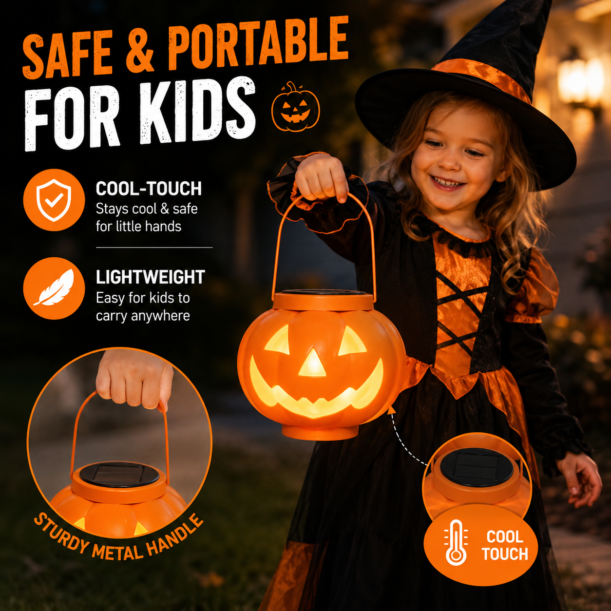 🎃 Solar-Powered Pumpkin Lantern | IP65 Weatherproof & Auto-Lit Halloween Decor