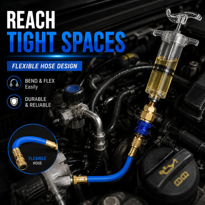 🚀A/C Oil & UV Dye Injector Tool Kit with 1/4" SAE & 13mm Quick Coupler | 1 oz (30ml)⚡