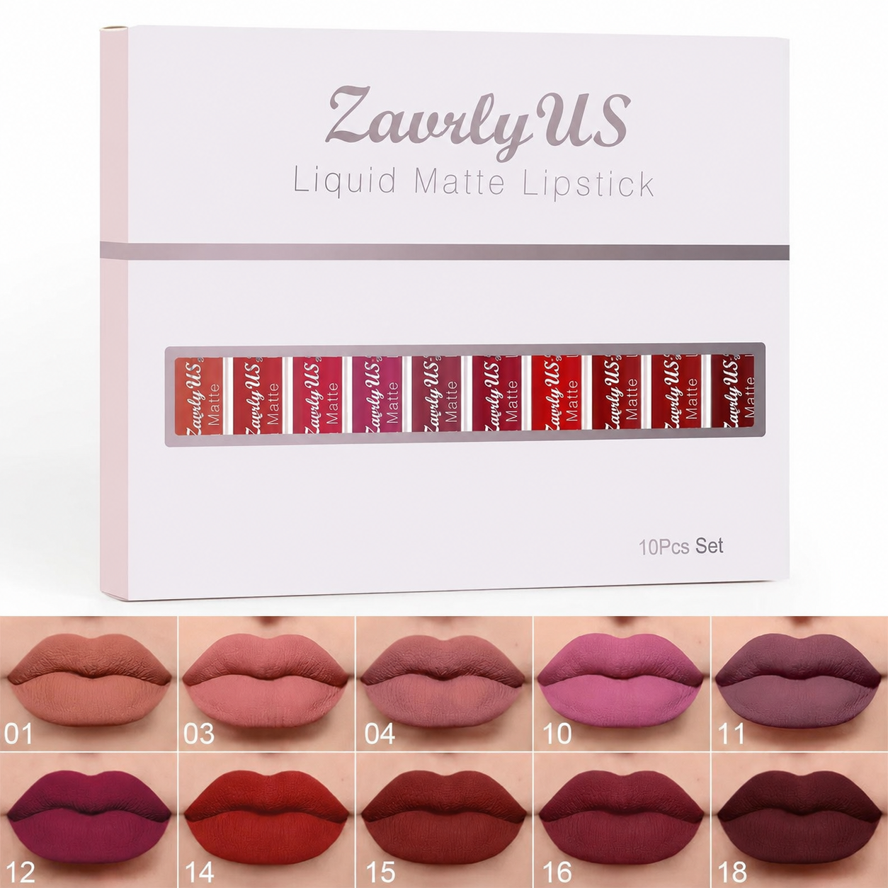 💋10-Piece Waterproof Liquid Matte Lipstick Set