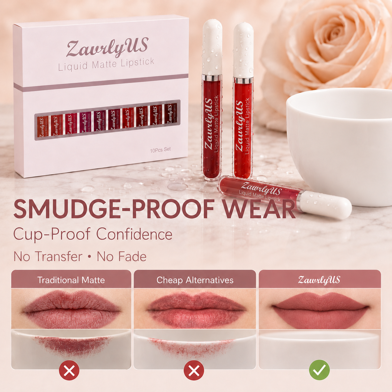💋10-Piece Waterproof Liquid Matte Lipstick Set