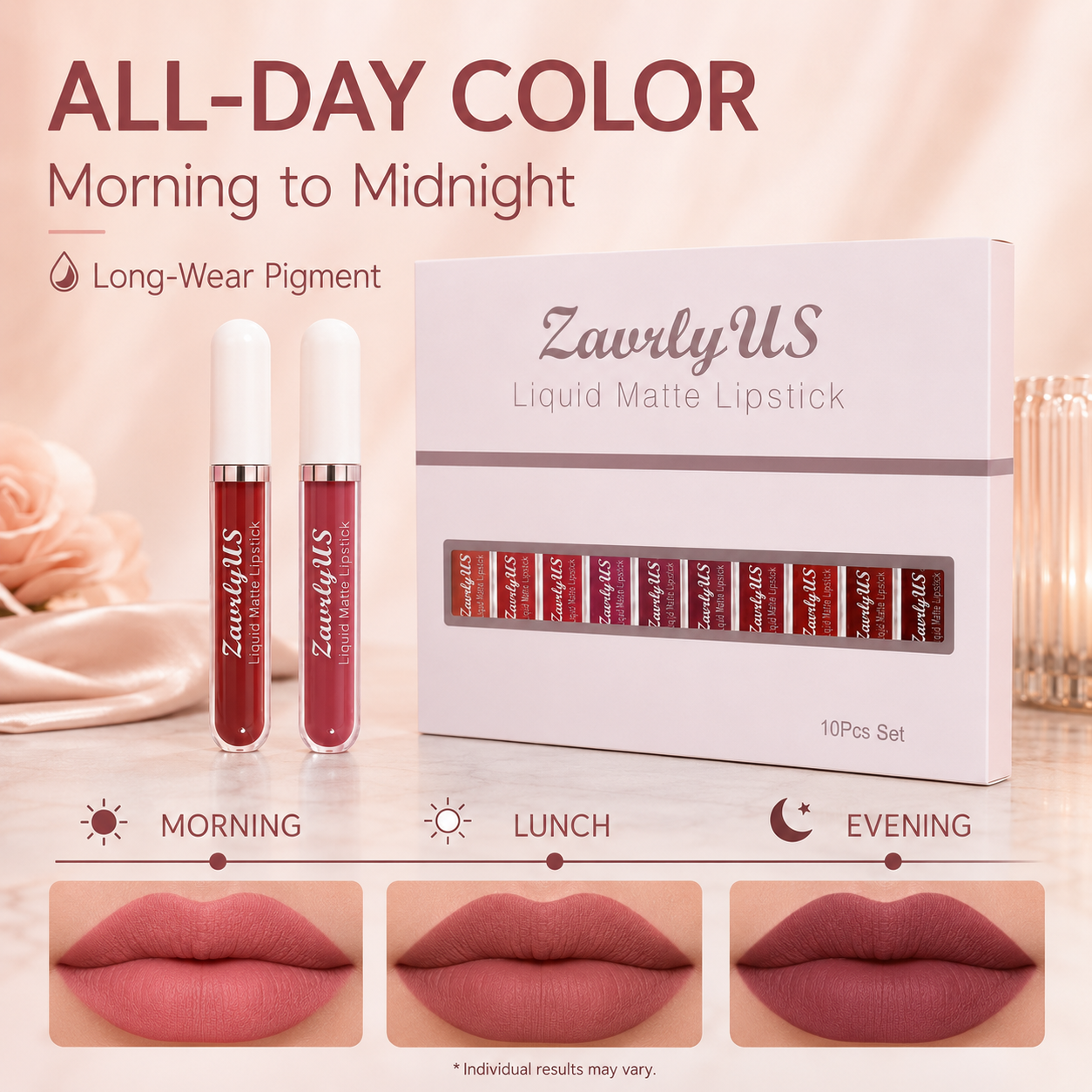 💋10-Piece Waterproof Liquid Matte Lipstick Set