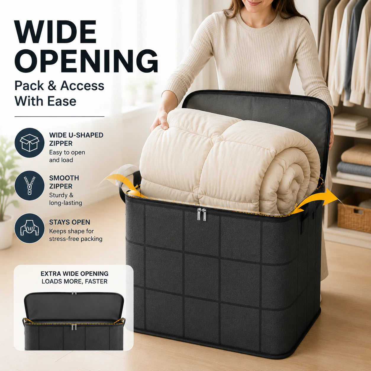 🏠 Foldable Fabric Storage Bag (140L Container)✨